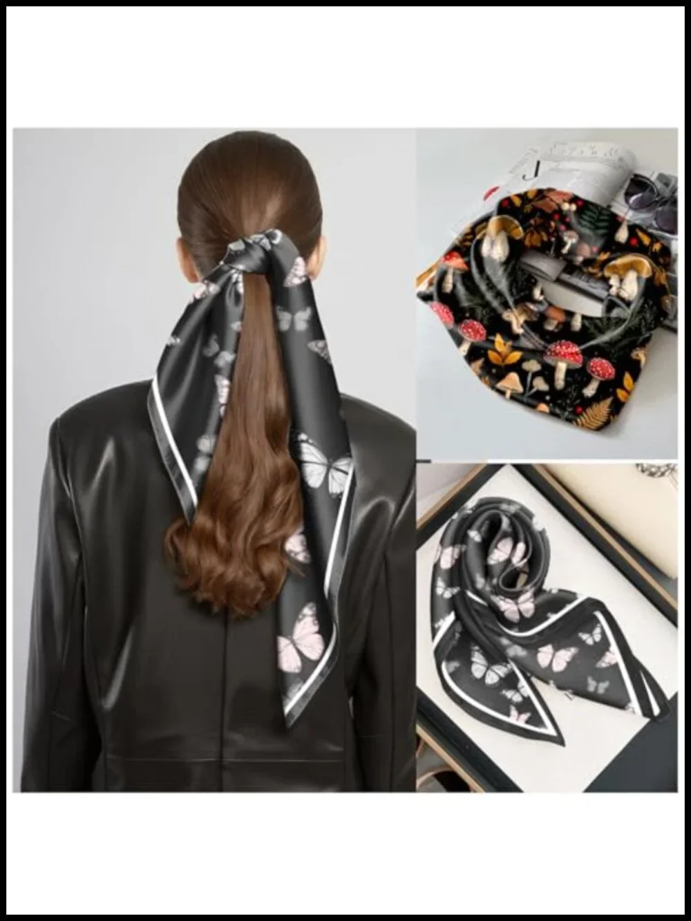2 Pack Silk Feeling Square Satin Head Scarf Hair Wrap